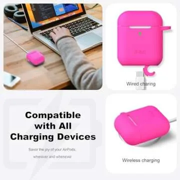 R-fun Rose Pink AirPods Case Cover with Keychain