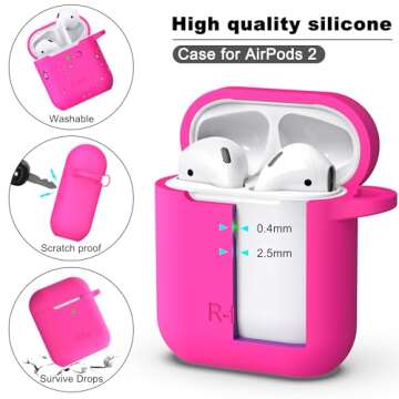 R-fun Rose Pink AirPods Case Cover with Keychain