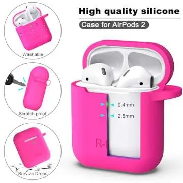R-fun Rose Pink AirPods Case Cover with Keychain