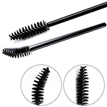 G2PLUS 100PCS Disposable Eyelash Brushes, Adjustable Mascara Wands Makeup Applicator Kits, Eyelash Spoolies Brushes for Eyelash Extensions and Eyebrows (Black)