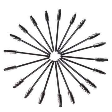 G2PLUS 100PCS Disposable Eyelash Brushes, Adjustable Mascara Wands Makeup Applicator Kits, Eyelash Spoolies Brushes for Eyelash Extensions and Eyebrows (Black)