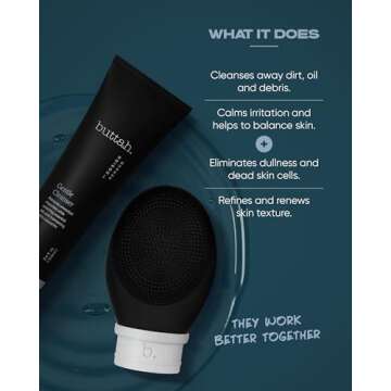 Buttah Skin by Dorion Cleanse + Vibe Brush Kit | Buttah Vibe Cleansing Face Brush | Buttah Facial Cleanser 3.4oz | 2-Speed Sonic Pulsating Cleansing Brush - Gentle Exfoliation - Water Resistant