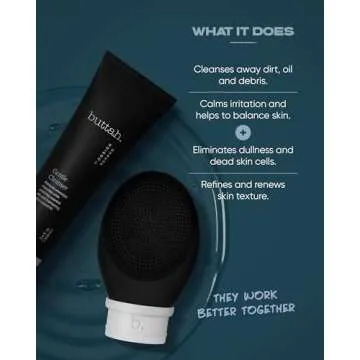 Buttah Skin by Dorion Cleanse + Vibe Brush Kit | Buttah Vibe Cleansing Face Brush | Buttah Facial Cleanser 3.4oz | 2-Speed Sonic Pulsating Cleansing Brush - Gentle Exfoliation - Water Resistant