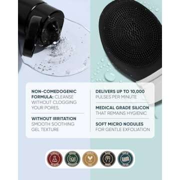 Buttah Skin by Dorion Cleanse + Vibe Brush Kit | Buttah Vibe Cleansing Face Brush | Buttah Facial Cleanser 3.4oz | 2-Speed Sonic Pulsating Cleansing Brush - Gentle Exfoliation - Water Resistant