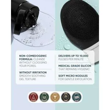 Buttah Skin by Dorion Cleanse + Vibe Brush Kit | Buttah Vibe Cleansing Face Brush | Buttah Facial Cleanser 3.4oz | 2-Speed Sonic Pulsating Cleansing Brush - Gentle Exfoliation - Water Resistant