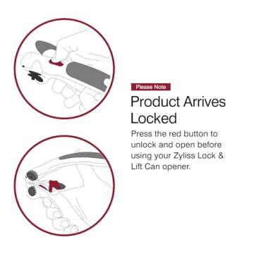 Zyliss Lock N' Lift Can Opener with Lid Lifter Magnet - Gifts for Cooks - Culinary Chef Gift - Manual Can Opener with Locking Mechanism - Magnetic Can Opener - Easy-to-Turn Can Opener - Red