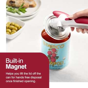 Zyliss Lock N' Lift Can Opener with Lid Lifter Magnet - Gifts for Cooks - Culinary Chef Gift - Manual Can Opener with Locking Mechanism - Magnetic Can Opener - Easy-to-Turn Can Opener - Red