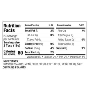 PBfit No Sugar Added Peanut Butter Powder, Powdered Peanut Butter Spread from Real Roasted Peanuts, 8g Protein, Made with Erythritol and Monk Fruit, 13 Ounce (Pack of 1)