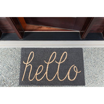 DII Hello Coir Doormat Non-Slip Durable Outdoor Indoor