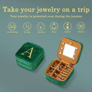 Personalized Emerald Velvet Jewelry Box for Sister Gifts
