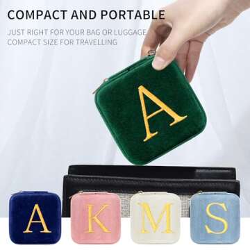 Personalized Emerald Velvet Jewelry Box for Sister Gifts