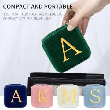 Personalized Emerald Velvet Jewelry Box for Sister Gifts