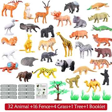 Animals Figure,54 Piece Mini Jungle Toys Set,ValeforToy Realistic Wild Vinyl Plastic Animal Learning...