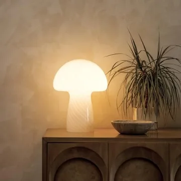 Brightech Mushroom Table Lamp Modern Glass for Home Decoration