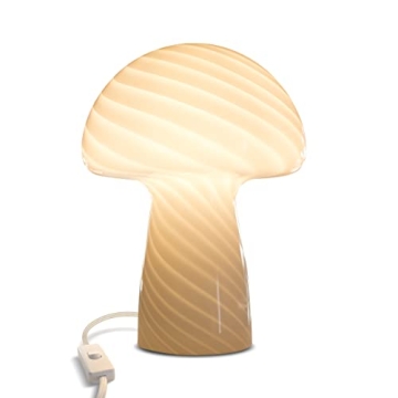 Brightech Mushroom Table Lamp Modern Glass for Home Decoration