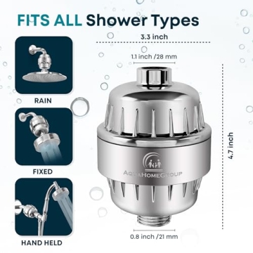 AquaHomeGroup 20 Stage Shower Filter - Vitamin C E A Softener