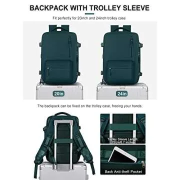 VGCUB Large Travel Backpack Bag for Women Men,Carry on Backpack,17 Inch Laptop Business Work Waterproof Backpack with Laptop Compartment,Person Item Flight Approved,Mochila de Viaje,Peacock Blue