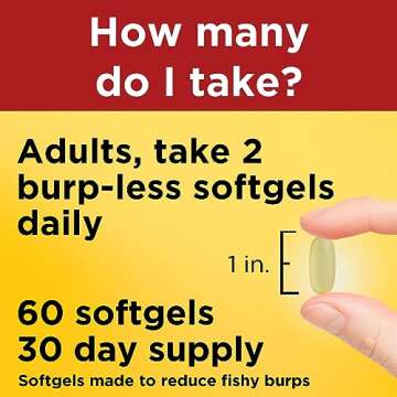 Nature Made Extra Strength Omega 3 Fish Oil 2800 mg per serving, Fish Oil Supplements as Ethyl Esters, Omega 3 Supplement for Healthy Heart, Brain, Eyes, and Mood Support, 60 Softgels, 30 Day Supply