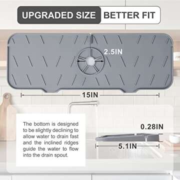 Meiliweser Silicone Faucet Splash Guard Gen 2 - Outlet & Slope Upgraded Faucet Water Catcher Mat - 1...