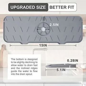 Meiliweser Silicone Faucet Splash Guard Gen 2 - Outlet & Slope Upgraded Faucet Water Catcher Mat - 1...
