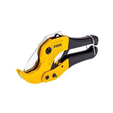 DENZEL Pipe Cutter up to 1-5/8-inches, uses for Ratchet-type Tube, O.D. PEX, PVC, PPR Plastic Hoses ...