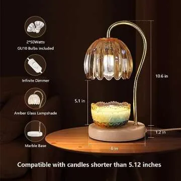 Elegant Candle Warmer Lamp with Dimmable Light