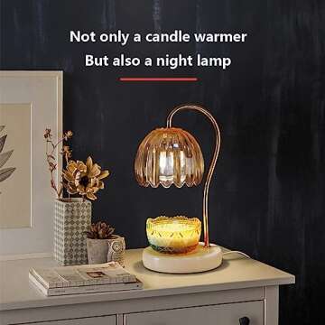 TUOTGOYEZ Candle Warmer Lamp, Electric Candle Lamp Warmer with 2 Bulbs for Scented Candles, Dimmable Wax Melt Warmer with Marble Base for Home Bedroom Décor Aesthetic House Warming Gifts