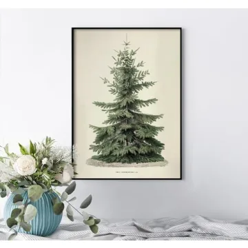Vintage Christmas Tree Wall Art Framed 12x16in