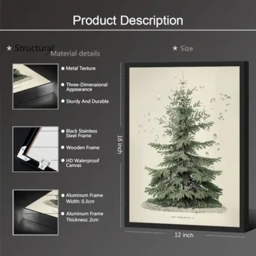 Vintage Christmas Tree Wall Art Framed 12x16in