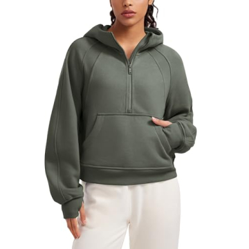 CRZ YOGA Womens Fleece Lined Half Zip Hoodies Pullover Oversized Long Sleeve Casual Workout Sweatshi...