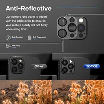 TOCOL 4 Pack Compatible for iPhone 12 Pro (Not for iPhone 12) - 2 Pack Privacy Tempered Glass Screen Protector and 2 Pack Glass Camera Lens Protector Alignment Frame Bubble Free Case Friendly - Black