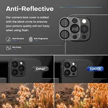 TOCOL 4 Pack Compatible for iPhone 12 Pro (Not for iPhone 12) - 2 Pack Privacy Tempered Glass Screen Protector and 2 Pack Glass Camera Lens Protector Alignment Frame Bubble Free Case Friendly - Black