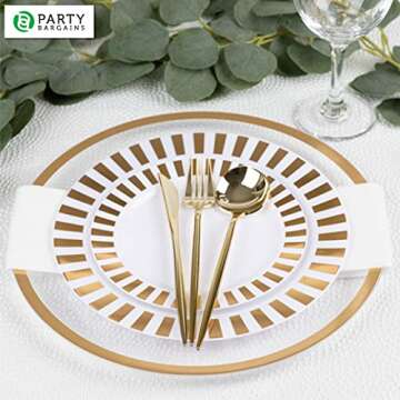 PARTY BARGAINS 13-Inch Charger Plates - 16 Pack, Clear Gold Rim, Heavy-Duty Disposable Chargers for Elegant Dining - Ideal for Weddings and Formal Events