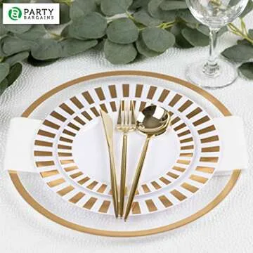 PARTY BARGAINS 13-Inch Charger Plates - 16 Pack, Clear Gold Rim, Heavy-Duty Disposable Chargers for Elegant Dining - Ideal for Weddings and Formal Events