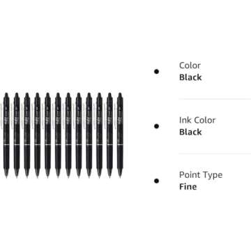 Pilot FriXion Clicker 0.7mm, Erasable Gel Pens, Fine Point, Black Ink (8 Pack)