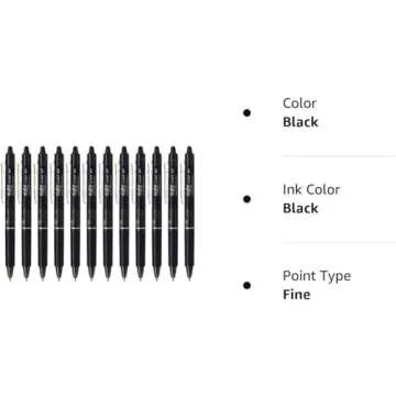 Pilot FriXion Clicker 0.7mm, Erasable Gel Pens, Fine Point, Black Ink (8 Pack)