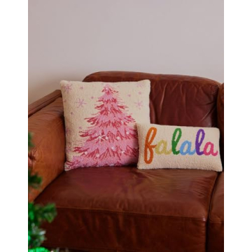Peking Handicraft Pink Christmas Tree Hook Pillow 18in