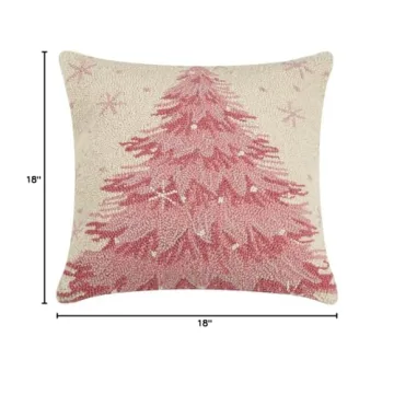 Peking Handicraft Pink Christmas Tree Hook Pillow 18in