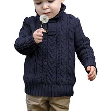 Zhaovi's Toddler Girl Boys Knit Cable Turtleneck Sweater Baby Pullover Outwear Spring Fall Winter Na...