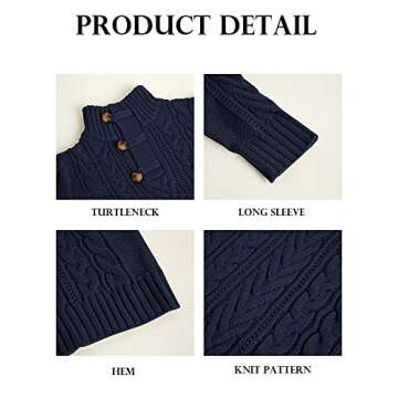 Zhaovi's Toddler Girl Boys Knit Cable Turtleneck Sweater Baby Pullover Outwear Spring Fall Winter Navy Blue