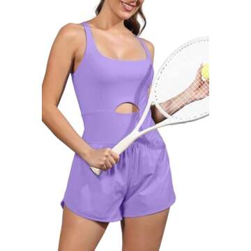 ReachMe Womens Running Onesie Workout Rompers Athletic Romper One Piece Outfits Exercise Jumpsuits G...