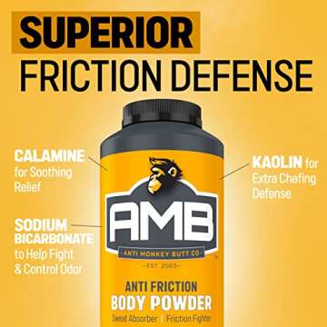 Anti Monkey Butt Body Powder for Women and Men Anti Chafing and Anti Itch Foot Powder with Calamine,...