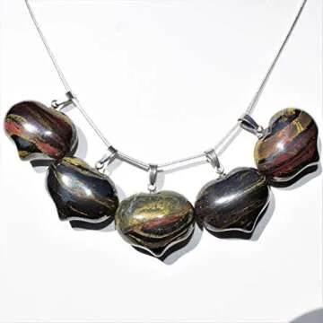 Zenergy Gems Tiger Iron Heart Necklace with Selenite