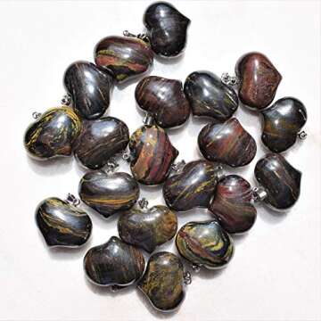 Zenergy Gems Tiger Iron Heart Necklace with Selenite