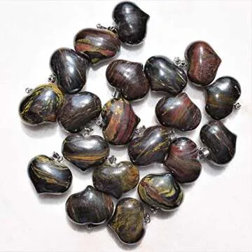 Zenergy Gems Tiger Iron Heart Necklace with Selenite