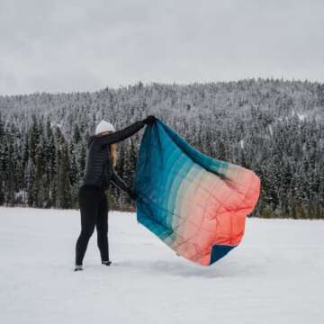 Rumpl The NanoLoft Puffy Blanket | Indoor Outdoor Camping Blanket for Traveling, Picnics, Beach Trips, Concerts | 52" x 75" | Patina Pixel Fade, 1-Person