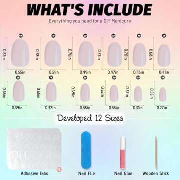 LoveOurHome 240pc Short Oval Press on Nails Ivory Fake Nails, XS Oval Press on Nails Short Glue on Nails Ivory Acrylic Nail Press ons False Nail Tips Artificial False Fingernails with Adhesive Tabs