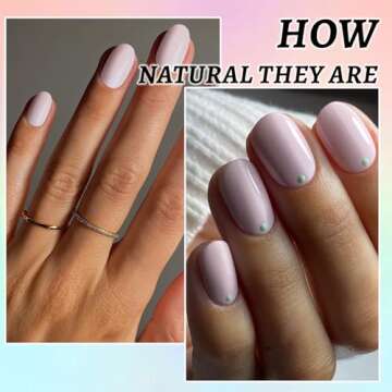 LoveOurHome 240pc Short Oval Press on Nails Ivory Fake Nails, XS Oval Press on Nails Short Glue on Nails Ivory Acrylic Nail Press ons False Nail Tips Artificial False Fingernails with Adhesive Tabs