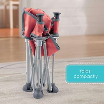 Summer by Bright Starts Pop 'N Sit Portable Booster Chair, Floor Seat, Indoor/Outdoor Use, Compact Fold, Coral, 6 Mos - 3 Yrs