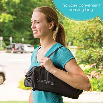 Summer by Bright Starts Pop 'N Sit Portable Booster Chair, Floor Seat, Indoor/Outdoor Use, Compact Fold, Coral, 6 Mos - 3 Yrs